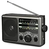 AM FM Portable Radio Battery Operated Radio by 4X D Cell Batteries Or AC Power Transistor Radio with and Big Speaker, Standard Earphone Jack, High/Low Tone Mode, Large Knob