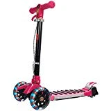 Goplus Three-Wheeled Scooter for Kids, Folding Kid Scooter w/Aluminum Frame, 4-Height Adjustable Handlebar, Music Panel, 3 Flashing PP Wheels, Hand Brake, Best for Little Boys & Girls from Age 2 to 9