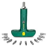 METAKOO Torque Screwdriver, Wider Range 15-75 Inch Pounds (2-8 Newton Meters), 12 pieces 1/4' Hex Bits, for Scope Mounting and Firearm Accurizing