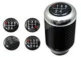 ICBEAMER Silver Aluminum with Real Carbon Fiber Manual Stick Sifter Gear Lever Shift Knob with 5 6 Speed Pattern