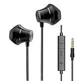 Earbuds with Microphone, in Ear Headphones with Volume Control, Built-in Mic Wired Earphones for Android Smartphone Tablet Laptop 3.5mm Audio Plug Devices, Black