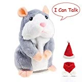 Eocolz Talking Hamster Repeats What You Say Mimicry Pet Plush Buddy Electronic Mouse Interactive Toy Funny Kids Stuffed Toys Children Early Learning for Girl and Boy Gift (Gray)