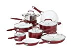 WearEver 2100087606 15 Piece Ceramic PTFE PFOA & Cadmium Free Nonstick Cookware Set, Red
