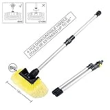 SENGO Car Wash Brush with 12'' Lock Type No Loose No Rotate Soft Bristle Brush and 60'' Dismountable Pole with on/Off Switch for Maximum Cleaning