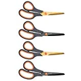 CCR Scissors 8 Inch Soft Comfort-Grip Handles Sharp Titanium Blades, 4-Pack