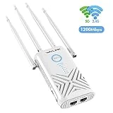 WAVLINK 1200Mbps Dual Band Wi-Fi Extender, Wireless Repeater Range Extender with 2 Gigabit Ethernet Port, 4 x 5DBi Antennas Signal Wi-Fi Booster Repeater/Router/AP Mode,Plug and Play, WPS