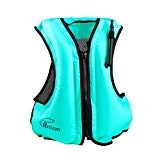 Rrtizan Adult Inflatable Swim Vest Life Jacket for Snorkeling,Suitable for 80-220lbs (Blue) ¡­