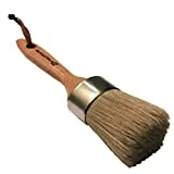Brossum Large 2-in-1 Round Chalk and Wax Brush for Painting Furniture, Handmade with All Natural Bristles with Ergonomic Handle