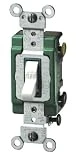 Leviton 3032-2W 30 Amp, 120/277 Volt, Toggle Double-Pole AC Quiet Switch, Extra Heavy Duty Spec Grade, Self Grounding, Back and Side Wired, White