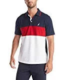 Nautica Men's Short Sleeve 100% Cotton Pique Color Block Polo Shirt, Navy, X-Large