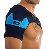 Shoulder Brace - Adjustable Sleeve, with Enhanced Support and Compression Pad & E-Book by Zeegler Orthosis - Therapy and Pain Relief for injury as Torn Rotator Cuff, Dislocated AC Joint, Bursitis, Frozen Shoulder (Blue)