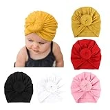 DRESHOW BQUBO 5 Pieces Baby Turban Hats Turban Bun Knot Baby Infant Beanie Baby Girl Soft Cute Toddler Cap
