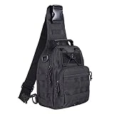 Qcute Oxford Fabric Multifunctional Unisex Chest Shoulder Satchel Bag,Tactical Sling Pack/Camping Shoulder Pack,Fit for iPod, iPad,iPhone 6 6Plus,MP3,S6 Android Smart Phone (Black)