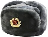 SIBERHAT Hat Russian Soviet Army Air force Fur Military Ushanka GR, Gray, Grey, Size L [metric-60, USA - 7 1/2 (23.5' around]