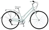 Schwinn Wayfarer Hybrid Bicycle, Featuring Retro-Styled 16-Inch/Small Steel Step-Through Frame and 7-Speed Drivetrain with Front and Rear Fenders, Rear Rack, and 700C Wheels, Light Mint