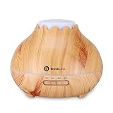 Essential Oil Diffuser, 400ml Diffusers for Essential Oils, Ultrasonic Aromatherapy Diffuser Humidifier with Adjustable Mist Mode, 7 Color Changing LED Lights & Waterless Auto-Off (No Oils Included)