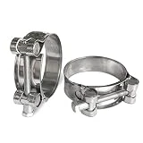 YUEPIN 2 Pcs T-Bolt Hose Clamp 304 Stainless Steel Tube Clamp Turbo Intake Intercooler(3.38'-3.58'/86-91mm)