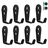 Flyisland Wall Hooks 8 Pcs,Coat Hooks Garage Hook Wall Mounted Hat Hangger Hooks Robe Hook Single Coat Hanger Heavy Duty (8 Pack,Black)