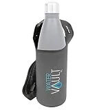 Water Vault Neoprene Bottle Holder, Adjustable Detachable Strap, Shoulder Sling & Hand Carrier - Grey Regular