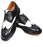 Paul Malone Black and White Men's Spectators, 100% Leather