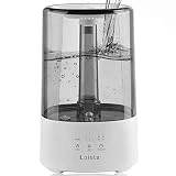 Loistu Ultrasonic Cool Mist Humidifier, Top Filling 3.5L Timer Humidifier, Essential Oil Diffuser with 7-Color Night Light, for Home, Bedroom, Office, Works Up to 30 Hours, Auto Shut-Off (Gray)