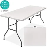 Best Choice Products 6ft Indoor Outdoor Heavy Duty Portable Folding Plastic Dining Table w/Handle, Lock for Picnic, Party, Camping - White