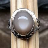 Natural Grey Orthoclase Moonstone 925 Sterling Silver Ring Size 7.75