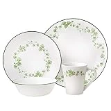 Corelle 16-Piece Vitrelle Glass Callaway Chip and Break Resistant Dinner Set, Green