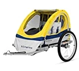 Schwinn Echo Kids/Child Double Tow Behind Bicycle Trailer, 20 inch wheel size, foldable, yellow