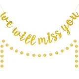 We Will Miss You Banner Gold Glitter Retirement Party Farewell Banner Retirement Sign Going Away Party Decor Farewell Party Decorations Office Work Party Decorations