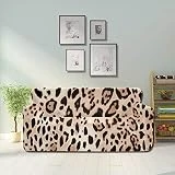 THKDSC Beautiful Leopard Print Design Couch Chair Slipcover T Cushion Sofa Cover Fitted Furniture Protector 2&3 Seat Sofas
