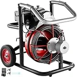 Mophorn 100Ft x 3/8Inch Drain Cleaner Machine fit 1 Inch (25mm) to 4 Inch(100mm) Pipes 370W Open Drain Cleaning Machine Portable Electric Drain Auger with Cutters Glove Drain Auger Cleaner Sewer Snake
