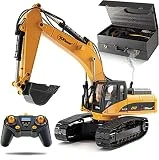 Top Race 23 Channel Hobby Remote Control Excavator, Construction Vehicle RC Tractor, Full Metal Excavator Toy, Carries 180 Lbs, Diggs 1.1 Lbs Per Cubic Inch, Real Smoke, V3 Version 3