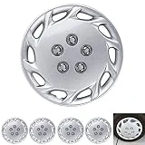 BDK Wheel Guards – (4 Pack) Hubcaps for Car Accessories Wheel Covers Snap Clip-On Auto Tire Rim Replacement for 14 inch Wheels 14” Hub Caps (Spiral Spokes)