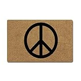 Artsbaba Welcome Mat Peace Sign Door Mat Rubber Non-Slip Entrance Rug Floor Mat Balcony Mat Home Decor Indoor Doormat 23.6 x 15.7 Inches, 3/16' Thickness