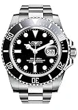 Mens Automatic Watches Self Wind GMT Silver Stainless Steel Sapphire Crystal Diving Watch