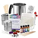 Complete DIY Candle Making Kit Supplies by CraftZee - Create Large Scented Soy Candles - Full Beginners Set Including 2 LB Wax, Rich Scents, Dyes, Wicks, Melting Pitcher, Tins & More