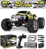 1:16 Scale Large RC Cars 36+ kmh Speed - Boys Remote Control Car 4x4 Off Road Monster Truck Electric - All Terrain Waterproof Toys Trucks for Kids and Adults - 2 Batteries + Connector for 40+ Min Play