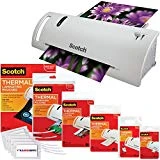 Scotch Thermal Laminator Combo Pack Holds Sheets Up To 8.5' x 11(TL902A) 110 Piece Assorted Pouch Sizes & Scotch Brand Luggage Tags