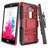 LG G4 Case,TILL [Knight Armor] Heavy Duty Full-Body Rugged Holster Resilient Armor Case [Belt Swivel Clip][Kickstand] Combo Cover Shell for LG G4 (5.5' inch) 2015 Release All Carriers [Counter-Red]