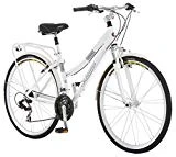 Schwinn Discover Hybrid Bike, Featuring 16-Inch/Small Aluminum Step-Through Frame with 21-Speed Drivetrain, Front and Rear Fenders, Rear Cargo Rack, and Kick-Stand, with 700c/28-Inch Wheels, White