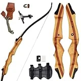 SinoArt 62' Recurve Bow Wooden Takedown Archery Bow 20 25 30 35 40lbs Draw Wight Included Arrow Rest Pad Stringer Tool String Nocks for Right and Left Hand