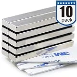 Powerful Neodymium Bar Magnets, Rare-Earth Metal Neodymium Magnet, N52, Incredibly Strong 33 LB Strength - 60 x 10 x 5 mm, Pack of 10