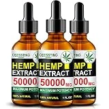 Envisha Hemp Oil - 50000mg of Organic Hemp Seed Extract - Rich in Vitamin & amp; Omega - 100% Natural Hemp Drops - Help Sleep