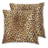 Aieefun Soft Square Throw Pillow Covers Set of 2 Leopard Skins Colorful Wild Animal Print Decorative Cushion Case for Sofa Bedroom Car Couch 16X16 Inch
