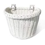 Colorbasket 02164 Front Handle Bar Junior Bike Basket, All Weather, Water Resistant, Adjustable Leather Straps, Food-Contact Safe, White
