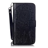 JanCalm Galaxy J3 Wallet Case, Phone case for Samsung j3, [Multi Card/Cash Slots] Flip Cover Wallet PU Leather with Stand + Wrist Strap Case for Samsung Galaxy J3 (2016) + Crystal Pen (Black)