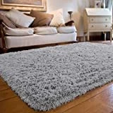 Soft Fluffy Shaggy Kids Room Nursery Rug Warm Area Rugs Bedroom Living Room Carpet Hypoallergenic, Washable and Nonslip Safer for Children Room Decor Baby Floor Playmats Crawling Mat, 4 x 6 Feet Grey
