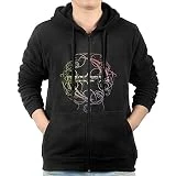 Evanescence Colorful Logo Men's Full Zipper Drawstring Hoodie Kangaroo Pocket Sweatshirts Black