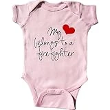 inktastic My Heart Belongs Firefighter Infant Creeper Newborn Pink
